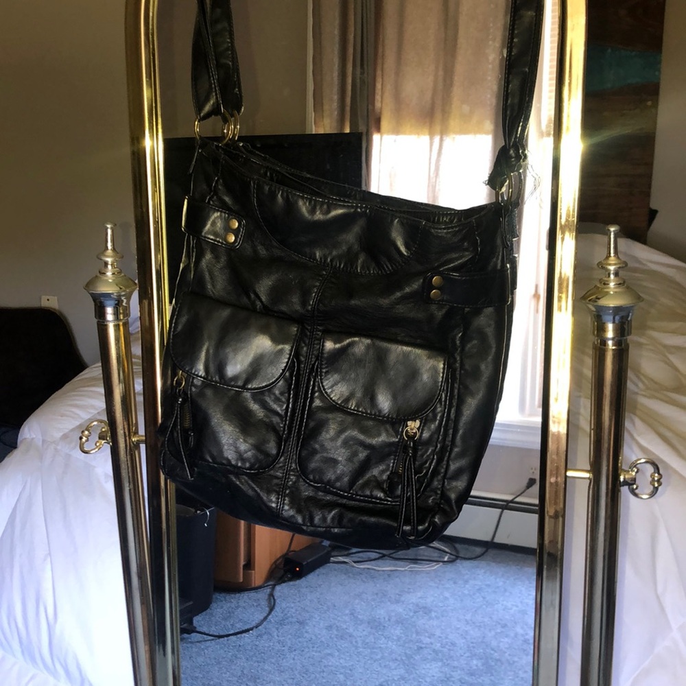Black Leather Tote Bag